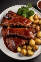 Carne Asada y Papas con Condimento de Hierbas deliciosa.